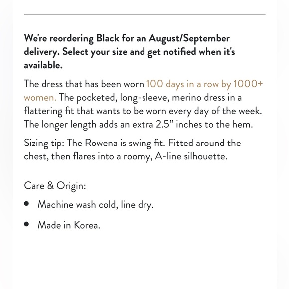 Wool& wool and rowena swing dress merino wool black size XL - Picture 6 of 7